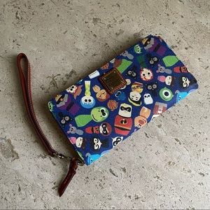 Dooney & Bourke Multicolor Cartoon Character Print Wristlet Wallet - Blue